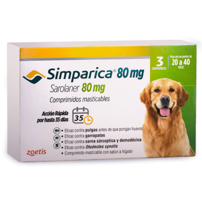 Simparica 20 a 40 kilos caja de 3 comprimidos