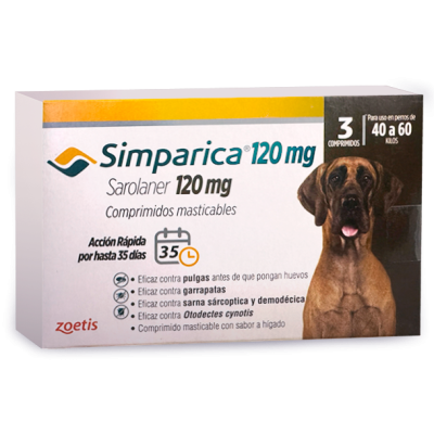 Simparica 40 a 60 kilos cajas de 3 comprimidos
