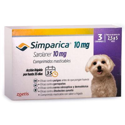 Simparica 2,5 a 5 kilos caja de 3 comprimidos